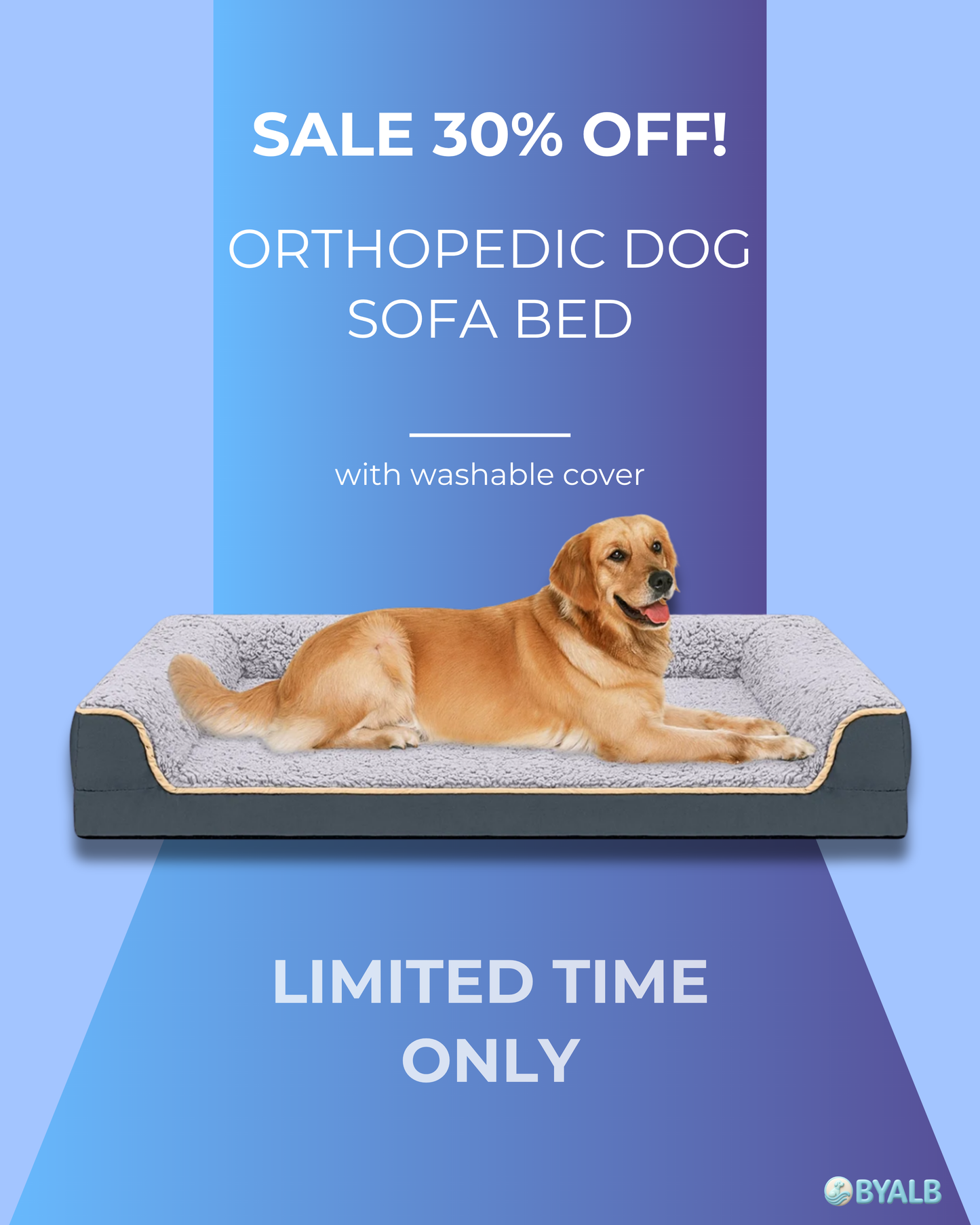Orthopedic dog sofa bed with washable cover | Egg crate foam support for large dogs 🐾