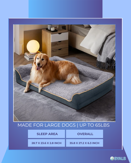 Orthopedic dog sofa bed with washable cover | Egg crate foam support for large dogs 🐾