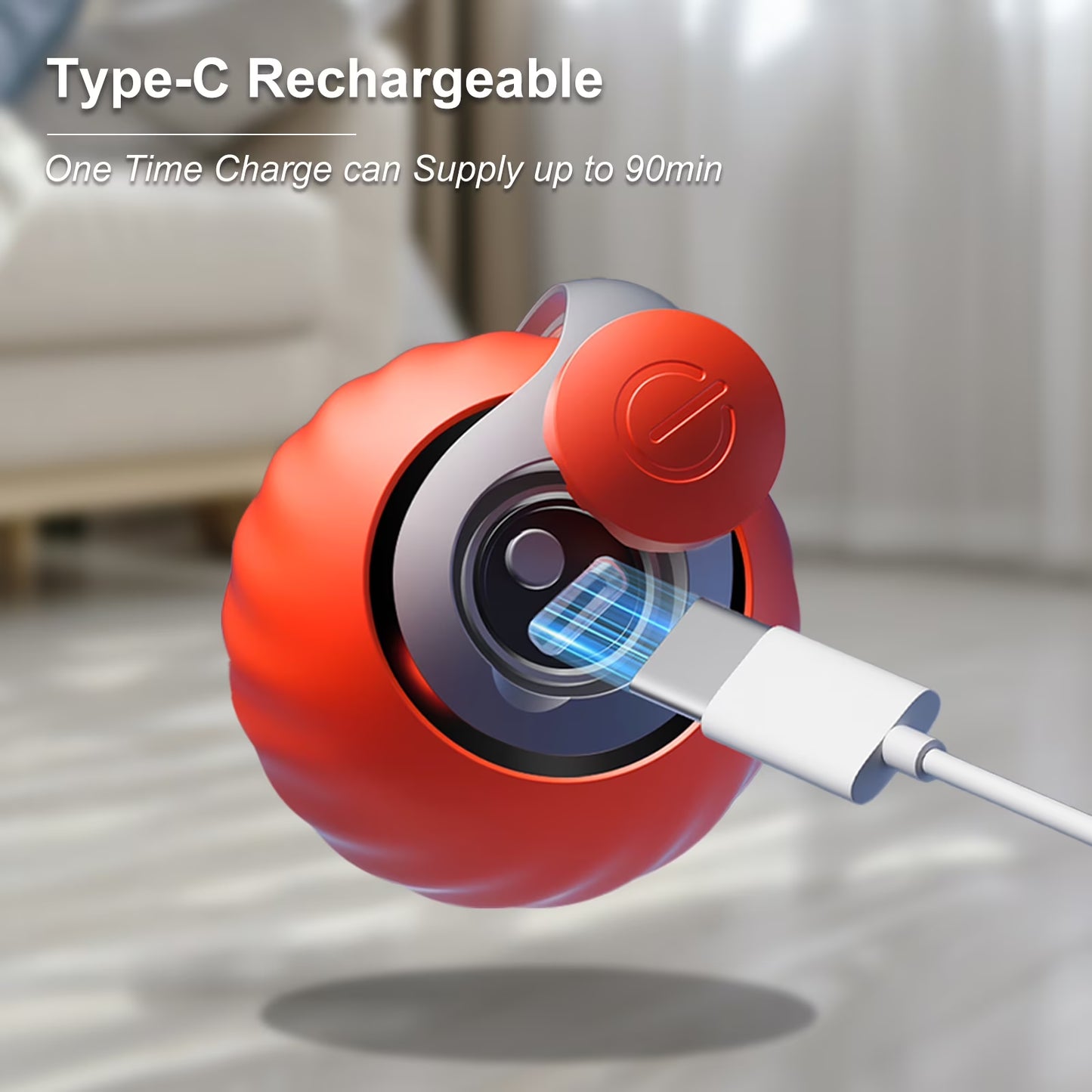 Cat Toys for Indoor Cat Toy Smart Interactive Cat Toy Ball Rechargeable Two Speed Adjustment for Bored Indoor Adult Cats, Red