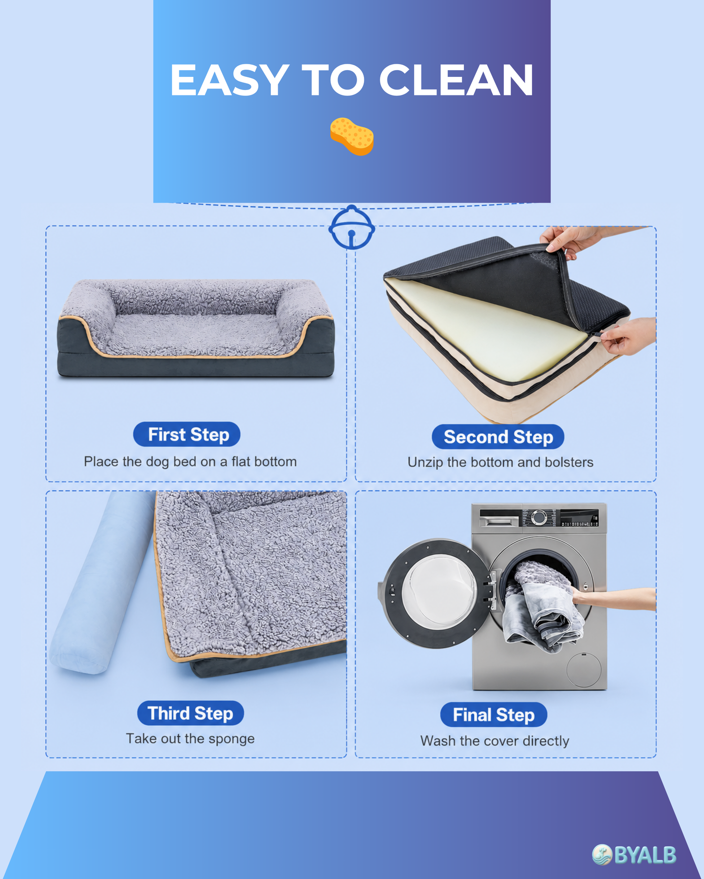 Orthopedic dog sofa bed with washable cover | Egg crate foam support for large dogs 🐾