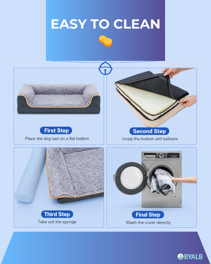 Orthopedic dog sofa bed with washable cover | Egg crate foam support for large dogs 🐾
