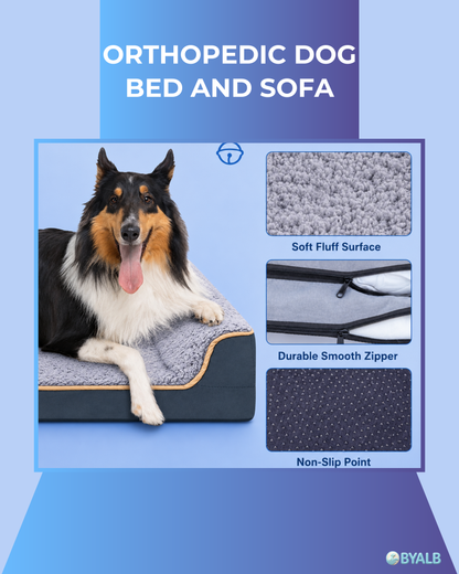 Orthopedic dog sofa bed with washable cover | Egg crate foam support for large dogs 🐾