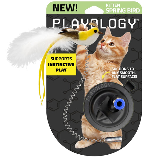PLAYOLOGY™ Interactive Spring Bird Cat Toy | Suction Cup Indoor Cat Tease